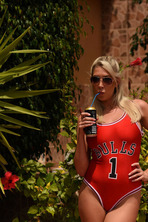 Sexy Blonde Lexy Strips Off Her Red Bodysuit 08